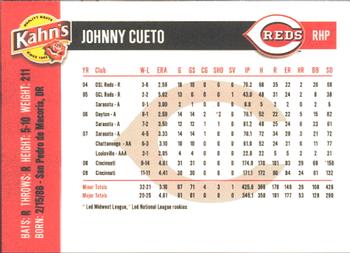 2010 Kahn's Cincinnati Reds #NNO Johnny Cueto Back