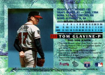 1995 Topps Embossed #111 Tom Glavine Back