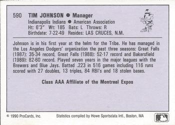 1990 ProCards AAA #590 Tim Johnson Back