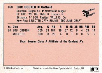 1990 ProCards A and AA #168 Eric Booker Back