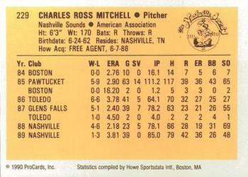 1990 ProCards #229 Charlie Mitchell Back