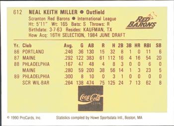 1990 ProCards #612 Keith Miller Back