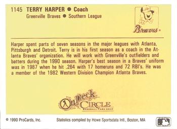 1990 ProCards #1145 Terry Harper Back