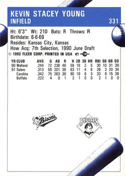 1992 Fleer ProCards #331 Kevin Young Back