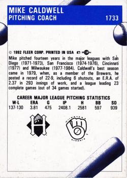 1992 Fleer ProCards #1733 Mike Caldwell Back