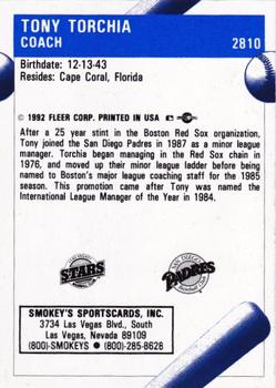 1992 Fleer ProCards #2810 Tony Torchia Back