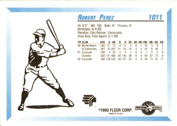 1993 Fleer ProCards #1011 Robert Perez Back