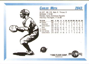 1993 Fleer ProCards #2843 Carlos Mota Back