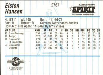 1994 Fleer ProCards #2767 Elston Hansen Back