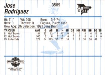 1994 Fleer ProCards #3589 Jose Rodriguez Back