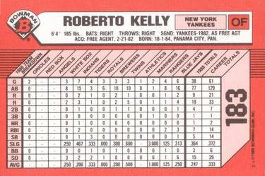 1989 Bowman - Collector's Edition (Tiffany) #183 Roberto Kelly Back