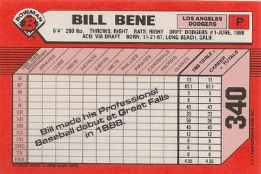 1989 Bowman - Collector's Edition (Tiffany) #340 Bill Bene Back