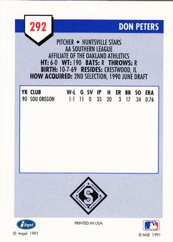 1991 Line Drive AA #292 Don Peters Back