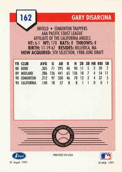 1991 Line Drive AAA #162 Gary DiSarcina Back