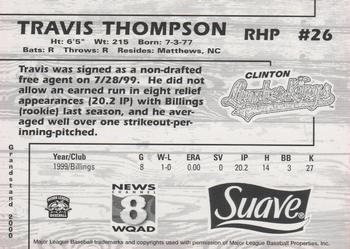 2000 Grandstand Clinton LumberKings #NNO Travis Thompson Back