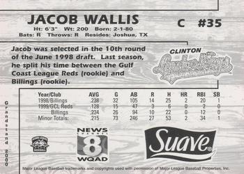 2000 Grandstand Clinton LumberKings #NNO Jacob Wallis Back