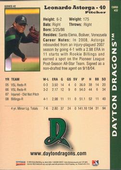 2009 Choice Dayton Dragons #22 Leonardo Astorga Back