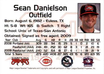 2010 Carolina Mudcats #NNO Sean Danielson Back