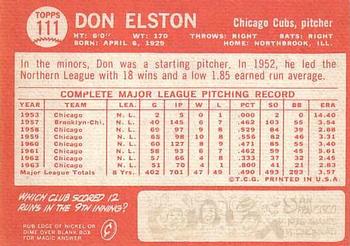 1964 Topps #111 Don Elston Back