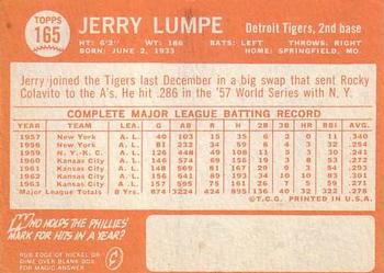 1964 Topps #165 Jerry Lumpe Back