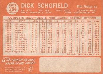 1964 Topps #284 Dick Schofield Back