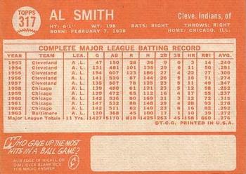 1964 Topps #317 Al Smith Back