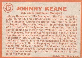 1964 Topps #413 Johnny Keane Back