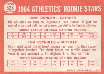 1964 Topps #528 Athletics 1964 Rookie Stars (Dave Duncan / Tom Reynolds) Back