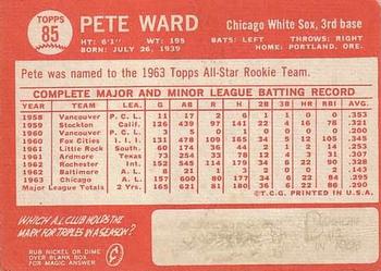 1964 Topps #85 Pete Ward Back
