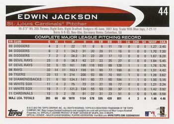 2012 Topps #44 Edwin Jackson Back