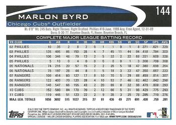 2012 Topps #144 Marlon Byrd Back