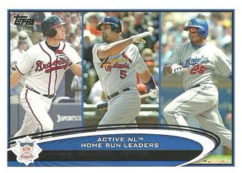 2012 Topps #192 Active NL Home Run Leaders (Chipper Jones / Albert Pujols / Andruw Jones) Front