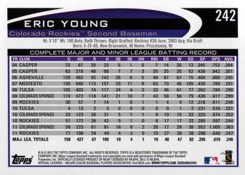 2012 Topps #242 Eric Young Back