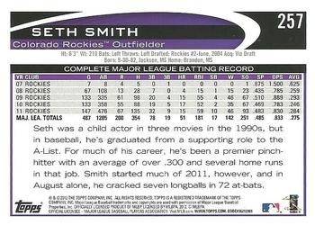 2012 Topps #257 Seth Smith Back