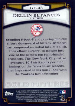 2012 Topps - Gold Futures #GF-48 Dellin Betances Back