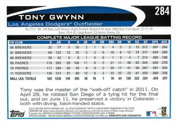 2012 Topps - Gold Sparkle #284 Tony Gwynn Jr. Back