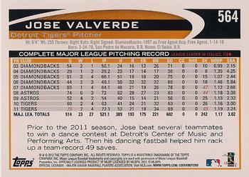 2012 Topps - Gold Sparkle #564 Jose Valverde Back