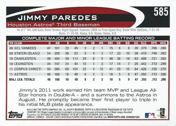 2012 Topps - Gold Sparkle #585 Jimmy Paredes Back
