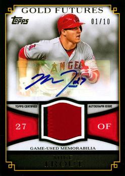 2012 Topps - Gold Futures Autograph Relics #GFAR-MTR Mike Trout Front