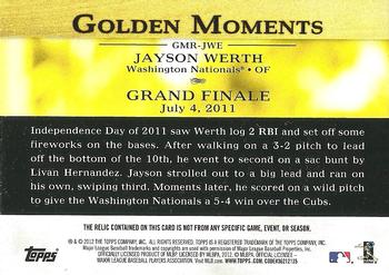 2012 Topps - Golden Moments Relics #GMR-JWE Jayson Werth Back