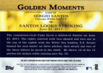 2012 Topps - Golden Moments Relics #GMR-SS Sergio Santos Back