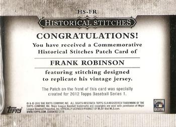 2012 Topps - Historical Stitches #HS-FR Frank Robinson Back