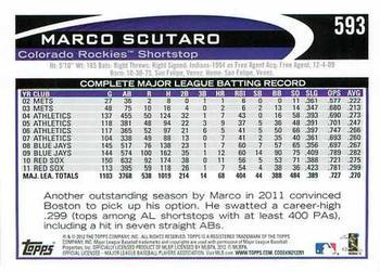 2012 Topps - Red #593 Marco Scutaro Back