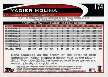 2012 Topps - Blue #174 Yadier Molina Back