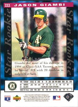 1995 Upper Deck #222 Jason Giambi Back