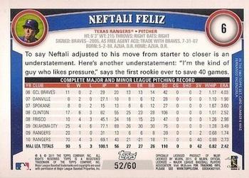 2011 Topps - Hope Diamond Anniversary #6 Neftali Feliz Back