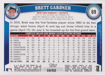 2011 Topps - Hope Diamond Anniversary #69 Brett Gardner Back