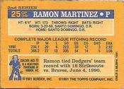 1991 Topps Cracker Jack Series Two #25 Ramon Martinez Back