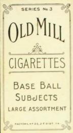 1910 Old Mill Cigarettes T210 #NNO Omar Firestine Back