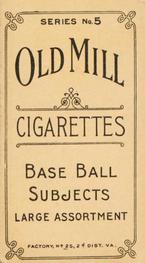 1910 Old Mill Cigarettes T210 #NNO William Wynne Back
